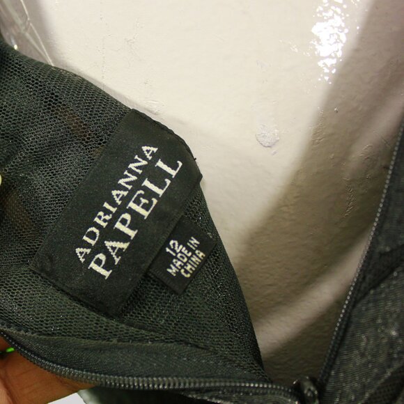 Chic '90s Vintage Adrianna Papell Layered Cocktail Dress - Dark Olive - Picture 3 of 6